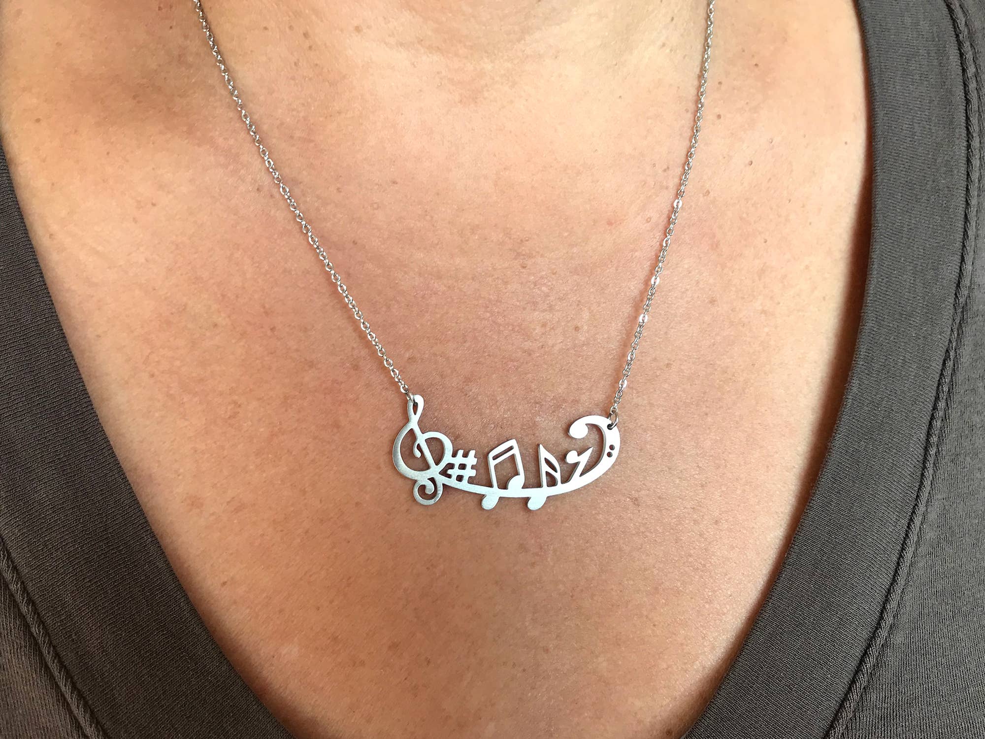Music Symbols Stainless Steel Necklace
