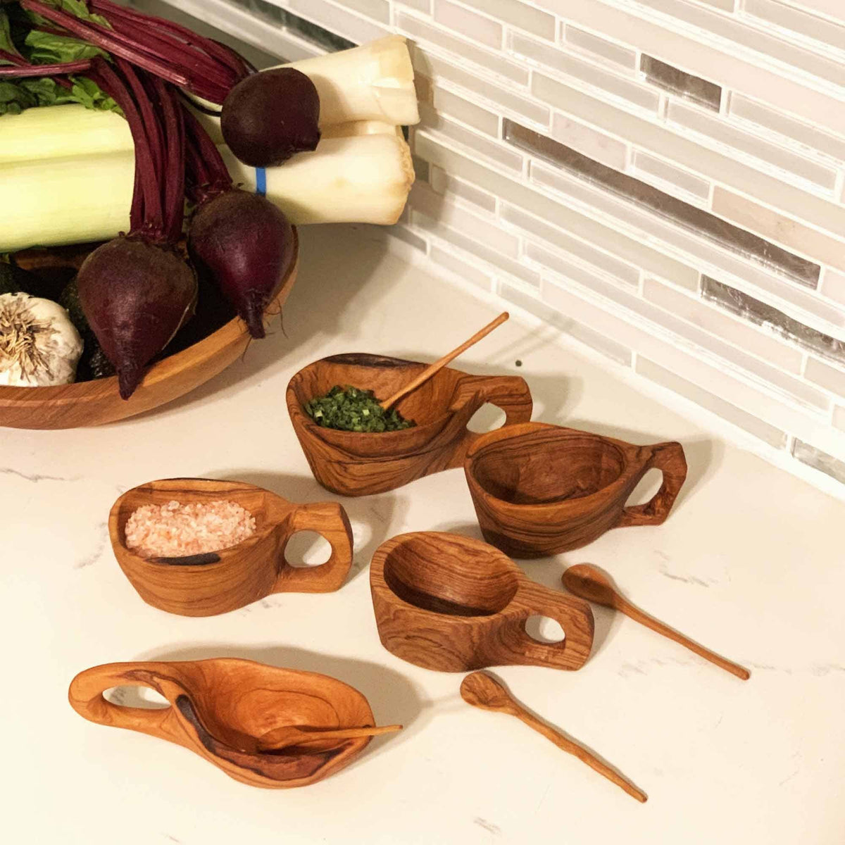 Reclaimed Olive Wood Salt Pot
