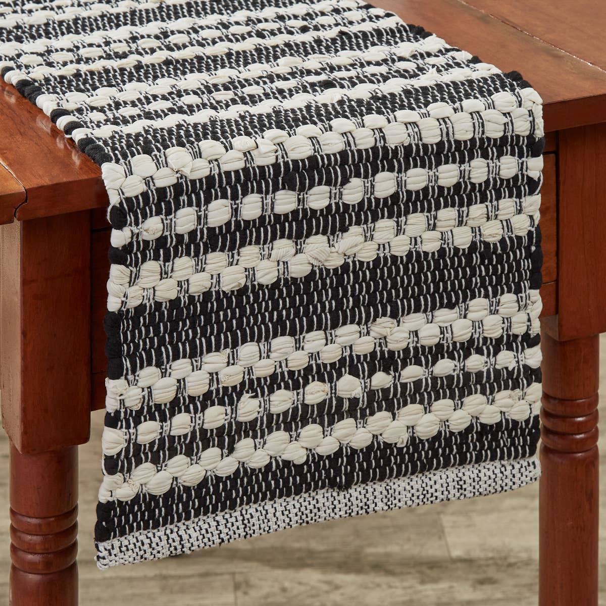 Onyx And Ivory Chindi Table Runner  54"L