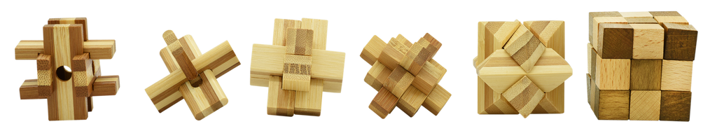 Mini Wooden Brainteaser Puzzles - 6pk