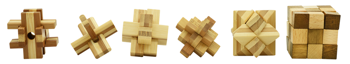 Mini Wooden Brainteaser Puzzles - 6pk