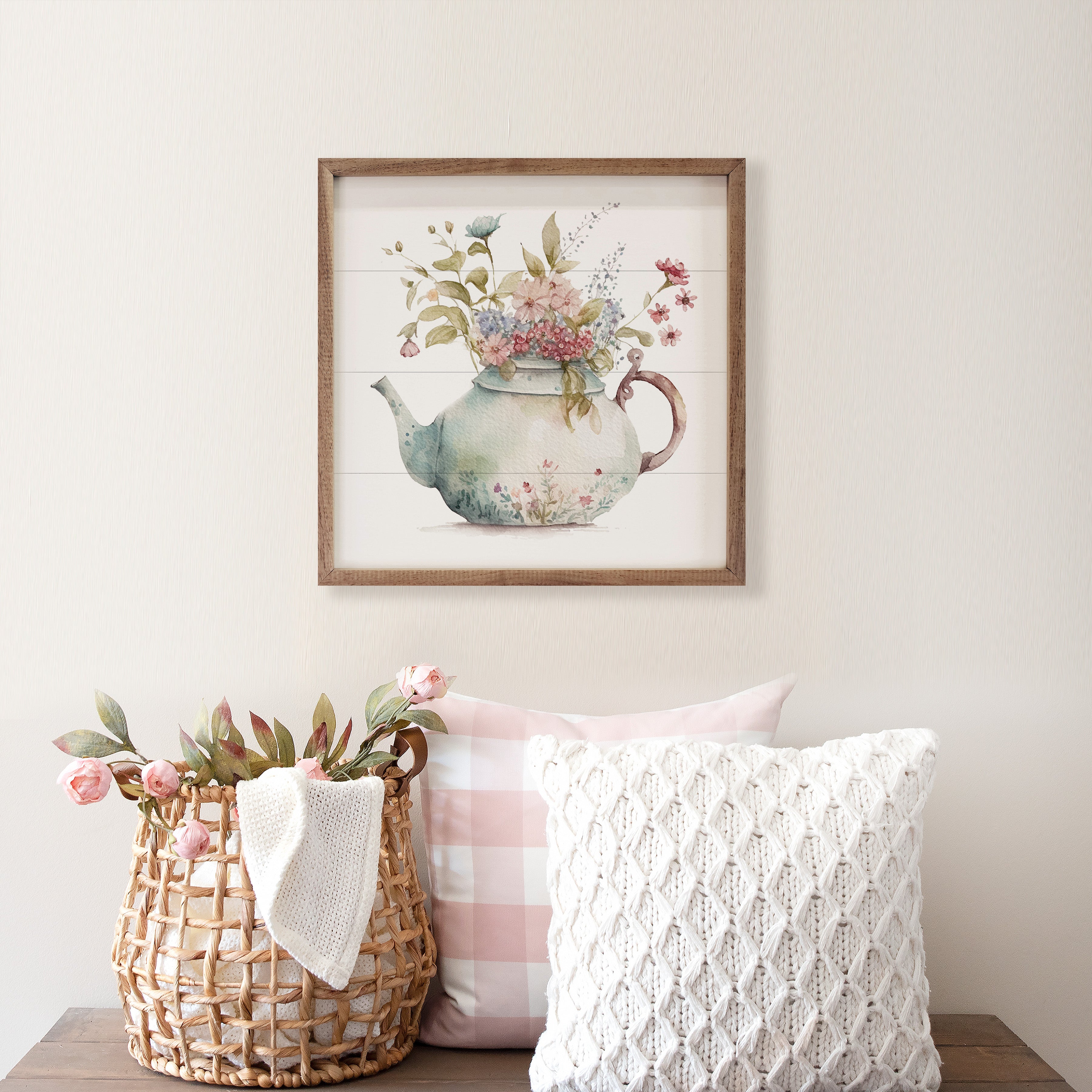 Spring Garden Green Teapot Floral