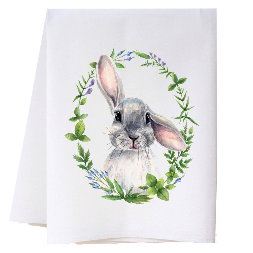 Bunny In Green Wreath Kitchen Towel