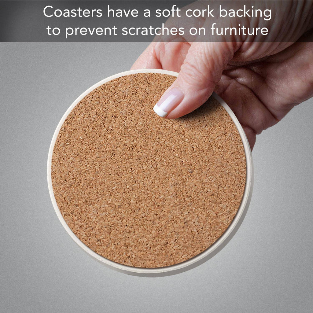 "Ferns II" 4 Pack Round Absorbent Stone Coasters