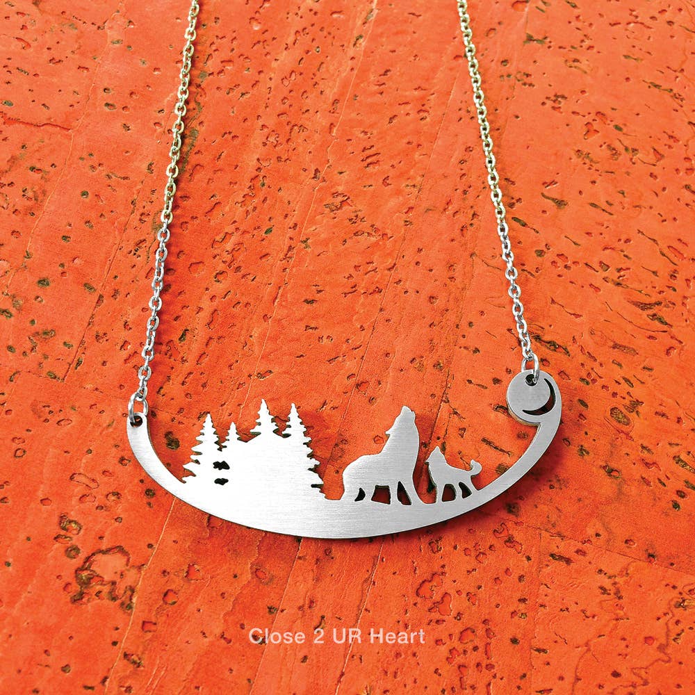 Two Wolves Stainless Steel Necklace