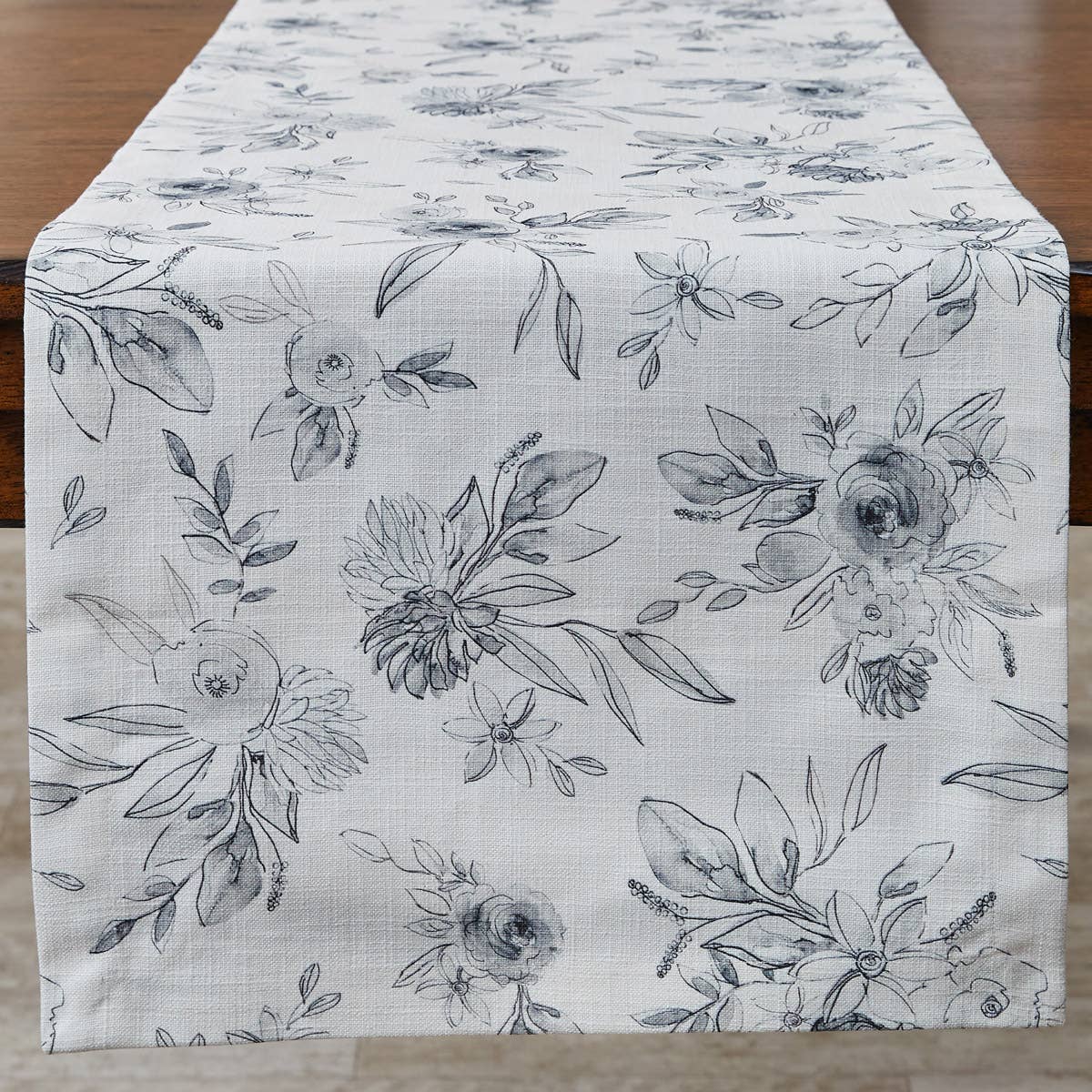 Midnight Floral Table Runner 54"L