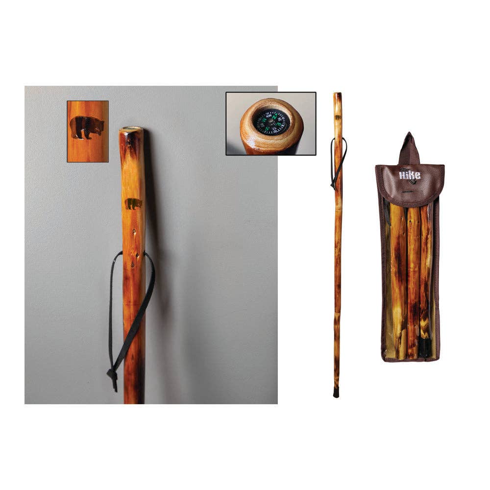 Take A Hike Compass Walking Stick W/ Compass & Pouch - Bear Silhouette