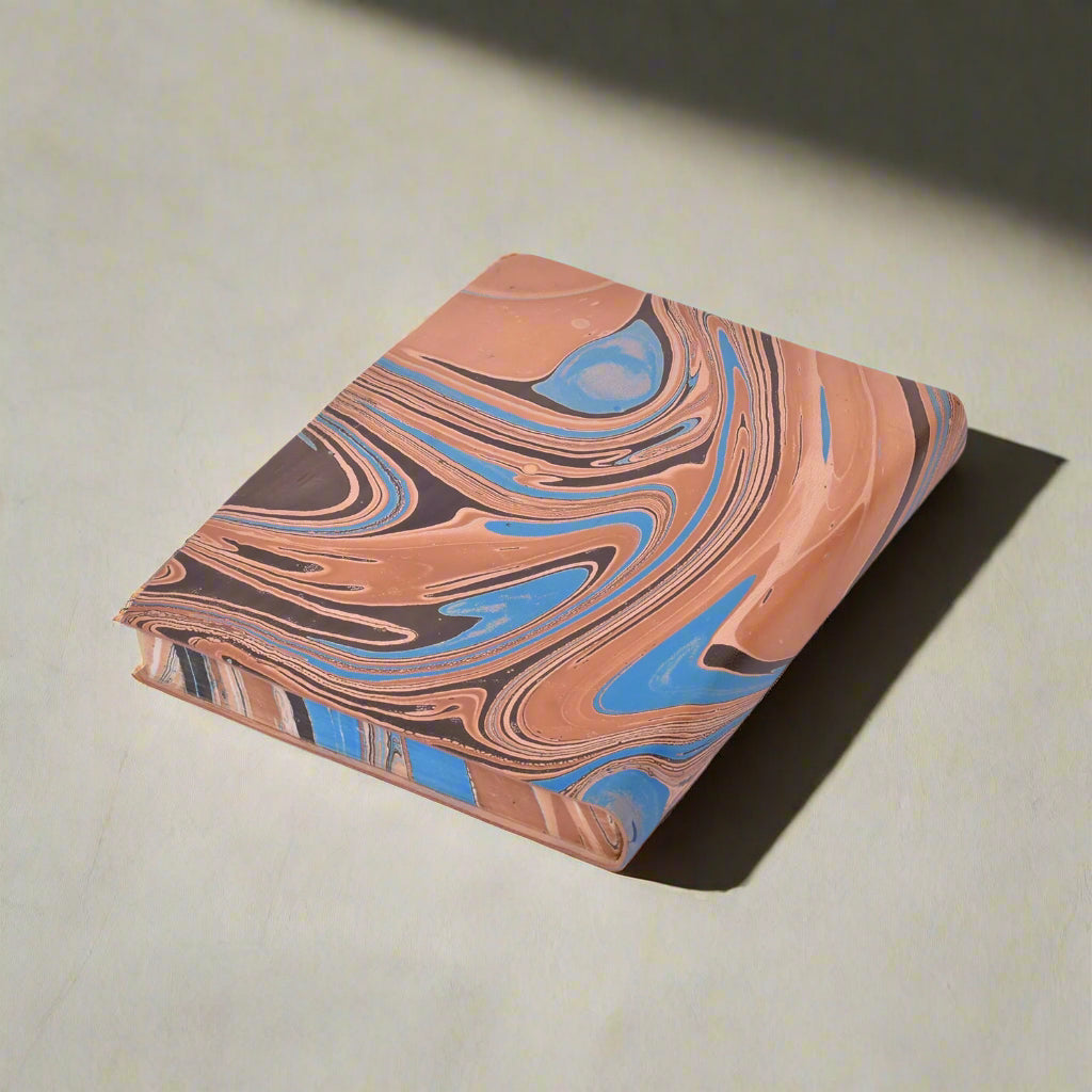 Unique Marbled Leather Journal - Handcrafted 5x7 with Tree-Free Paper