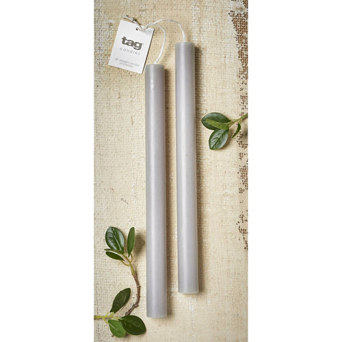 10" Straight Candles Set/2 Gray Paraffin