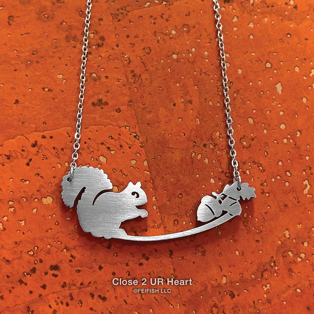 Squirrel and Acorns Necklace