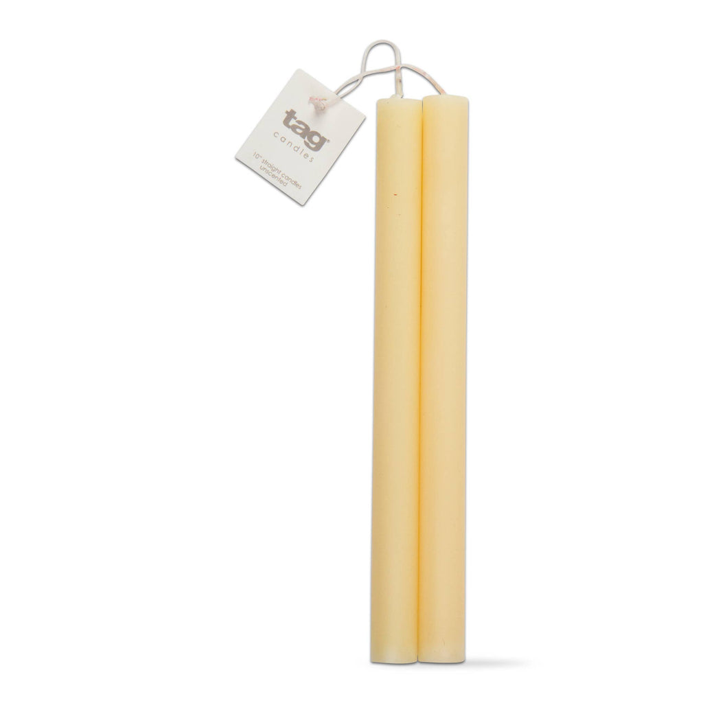 10" Straight Candles Set/2 Ivory Paraffin