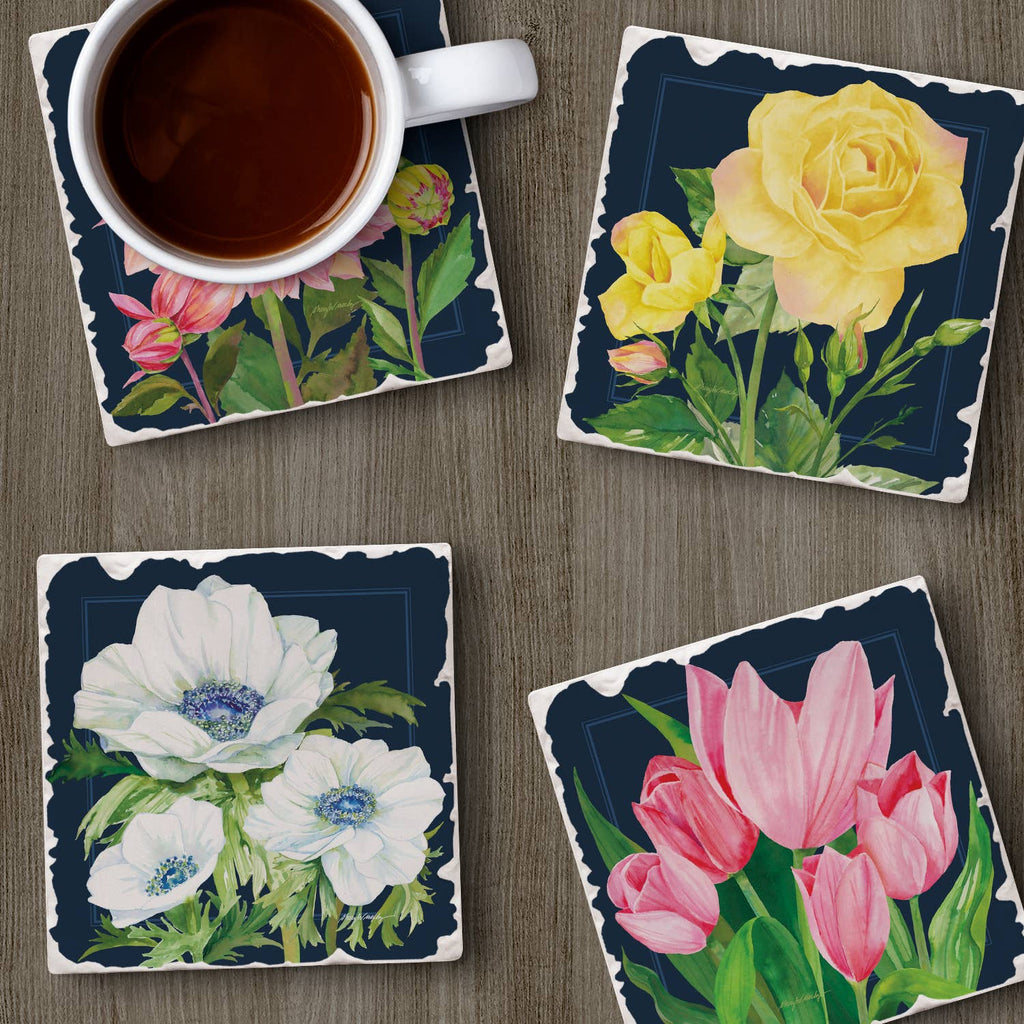 "Garden Bloom" 4 Pack Assorted Image Coaster Set