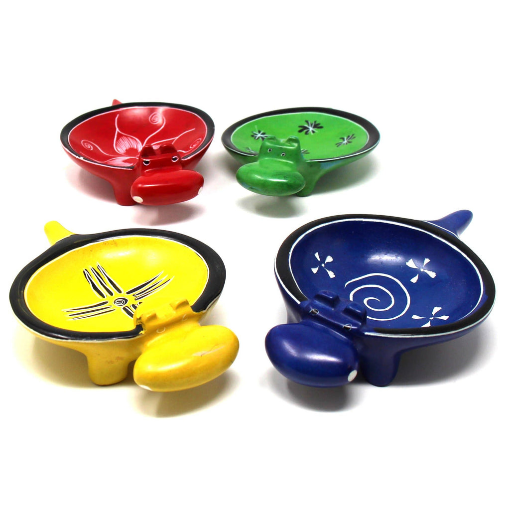 Soapstone Hippo Bowls - Dark Blue