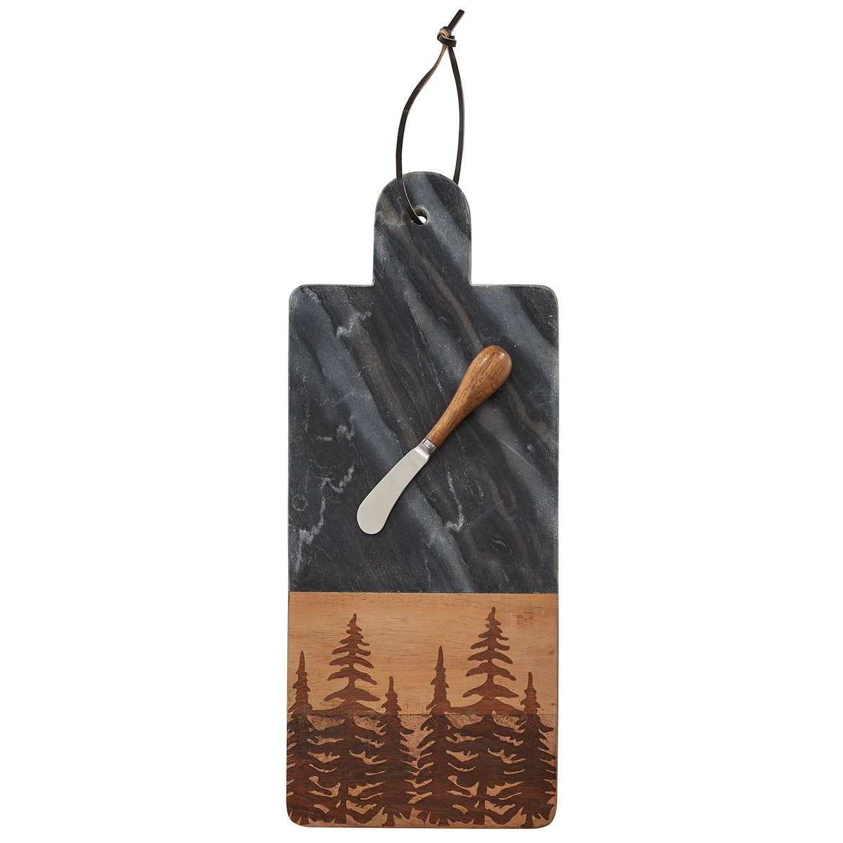 Tree Tops Marble-Wood Cutting Board & Spreader
