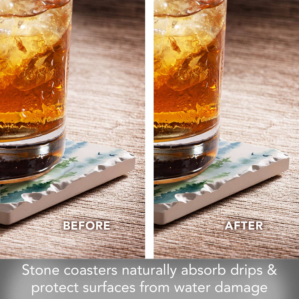 "Treeline" 4 Pack Tumbled Tile Coasters