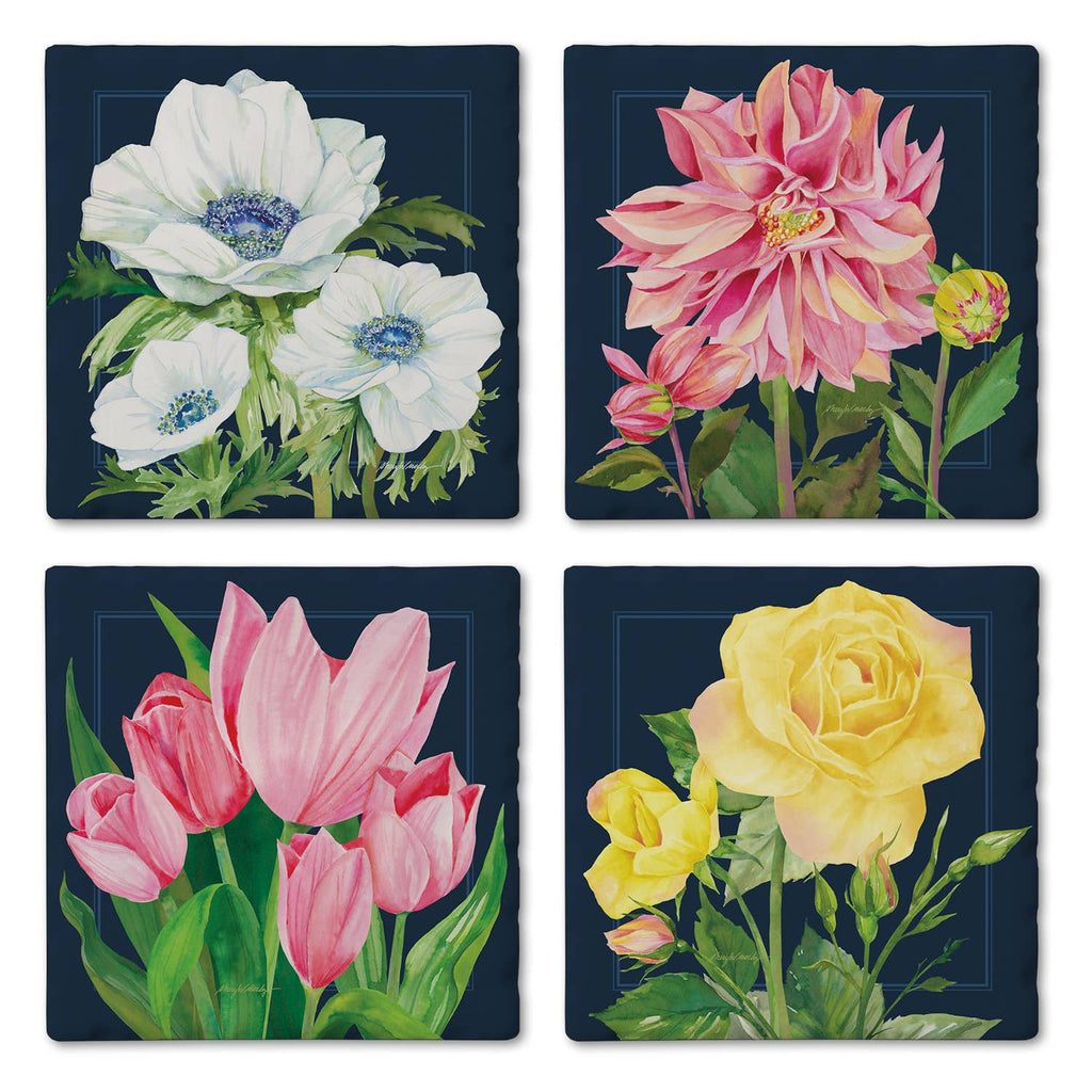 "Garden Bloom" 4 Pack Assorted Image Coaster Set