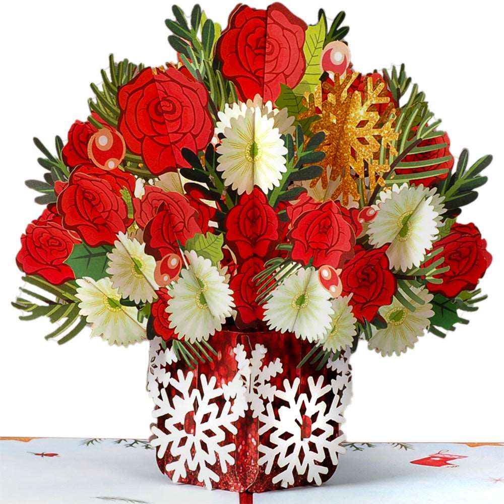 Christmas Flowers Pop Up Card