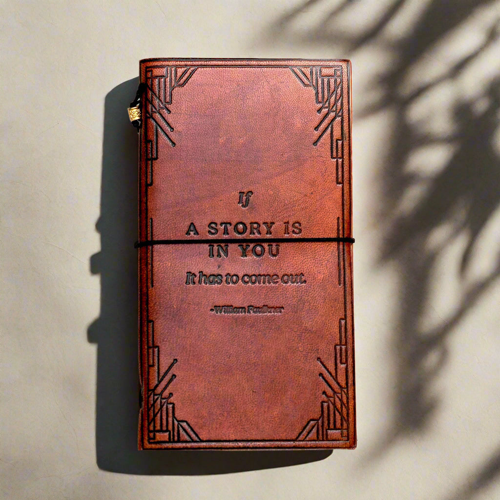 Quote Traveler's Notebook | Handmade Leather Journal with Debossed Quotes