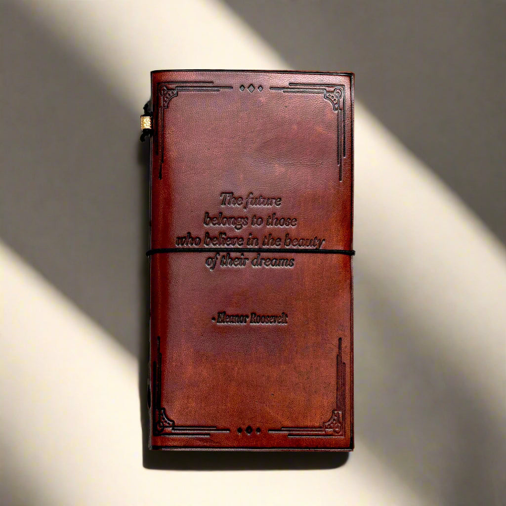 Quote Traveler's Notebook | Handmade Leather Journal with Debossed Quotes