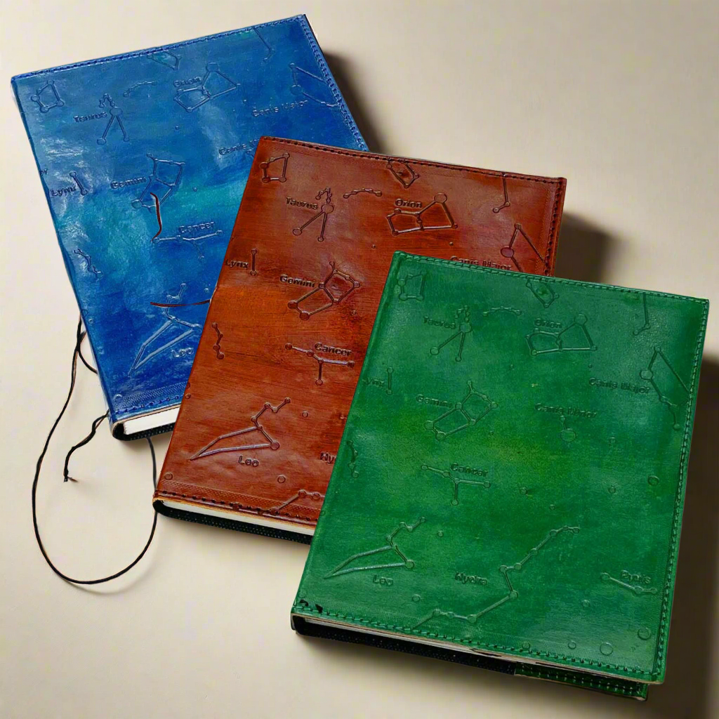 Constellation Refillable Embossed Leather Journal with Recycled Paper