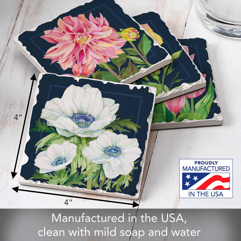 "Garden Bloom" 4 Pack Assorted Image Coaster Set