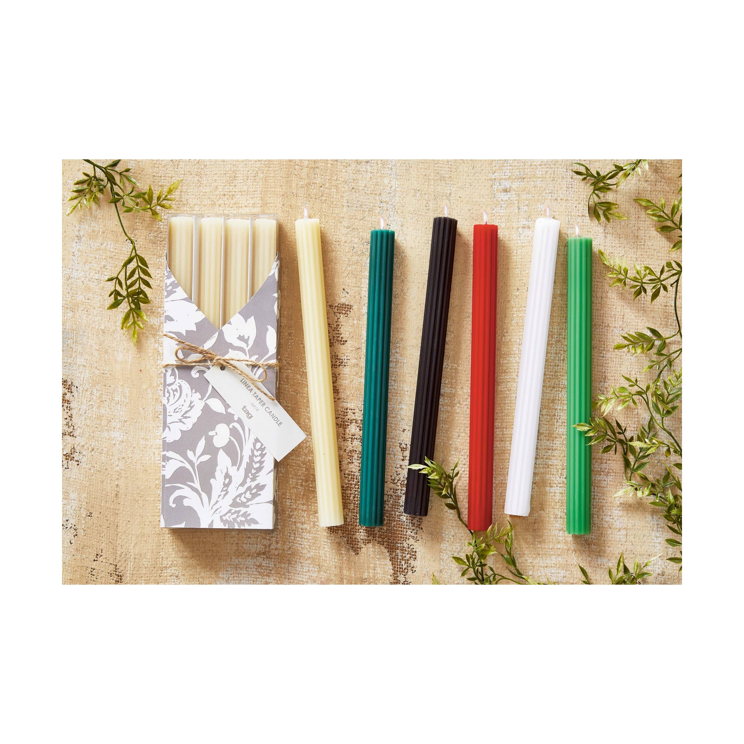 Linea Taper Candle Set of 4 Red Paraffin