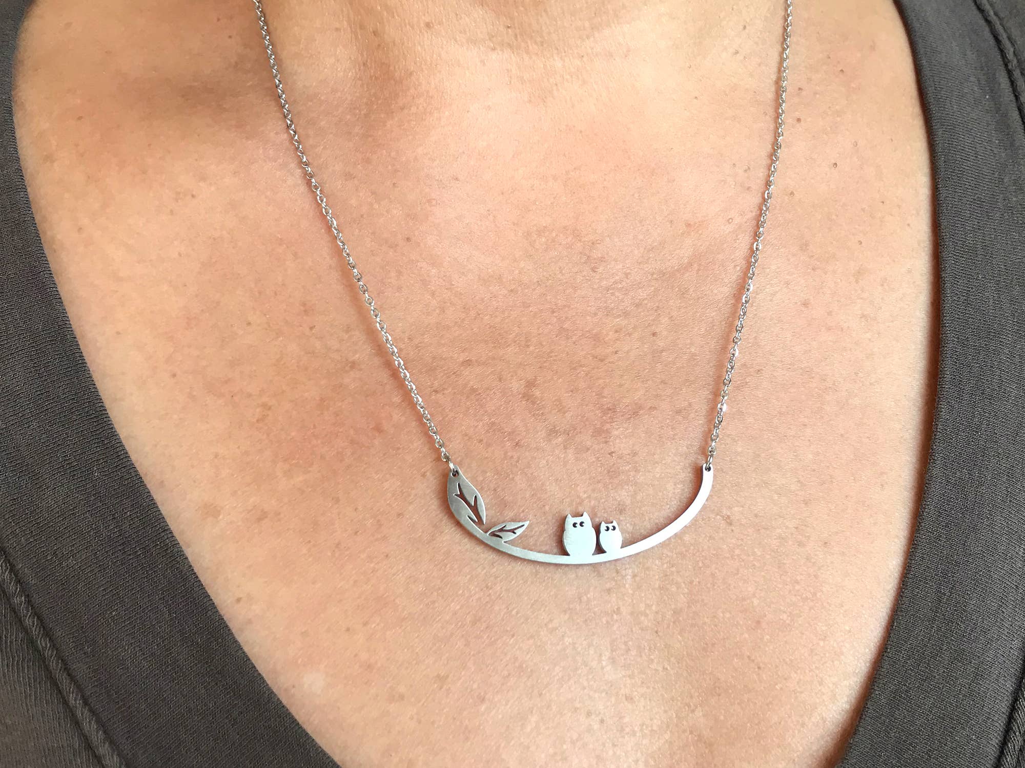 Owls Stainless Steel Necklace