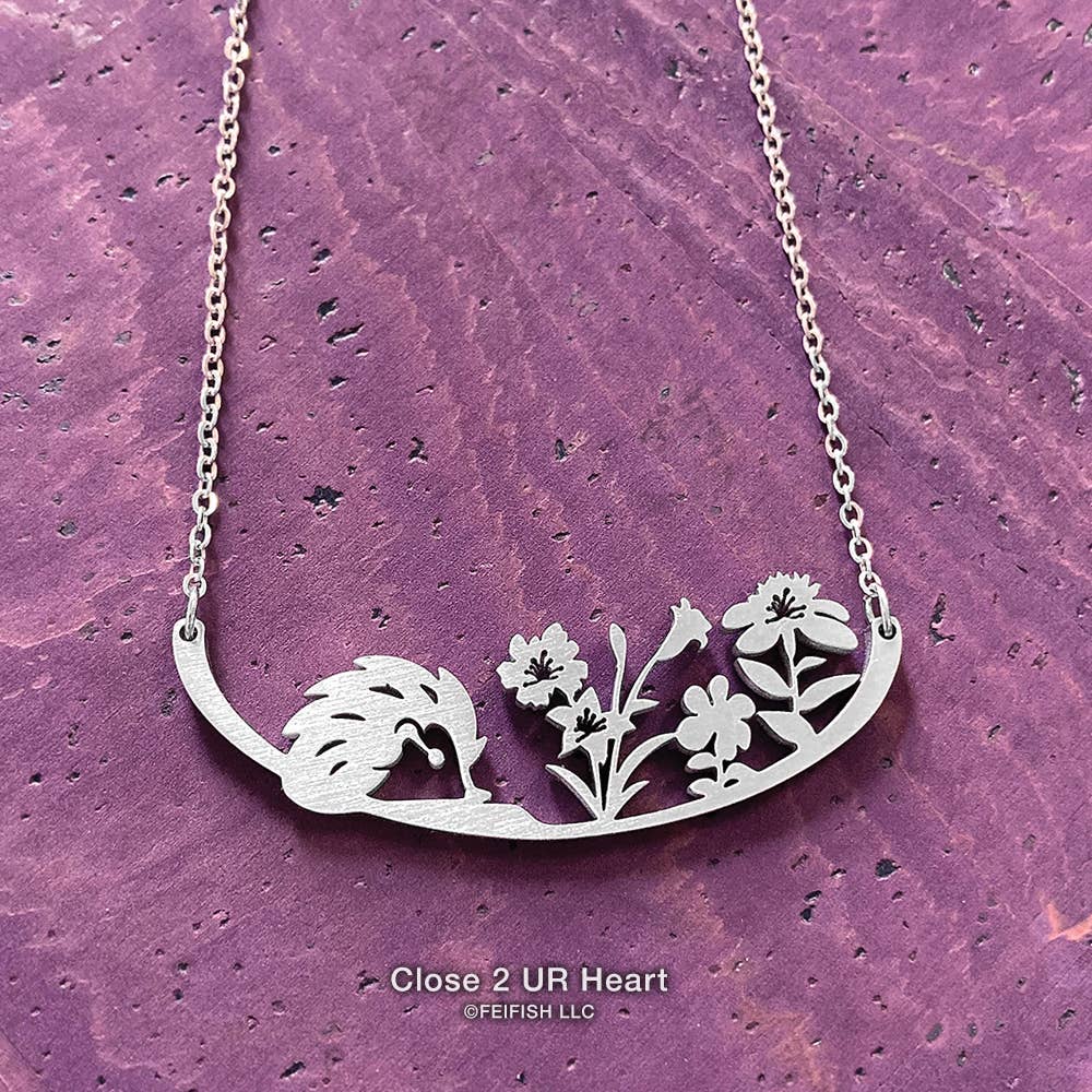 Hedgehog and Flowers Necklace