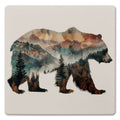 "Bear Silhouette" Ceramic Stone Trivet 8" Square