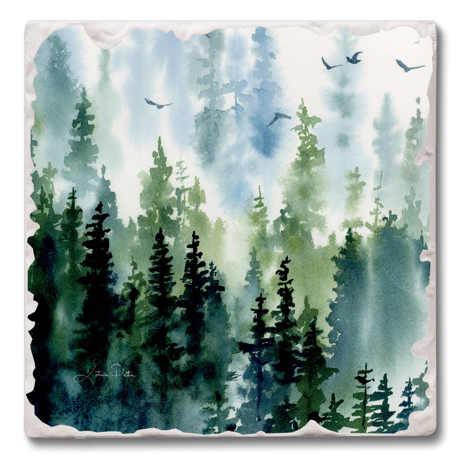 "Treeline" 4 Pack Tumbled Tile Coasters