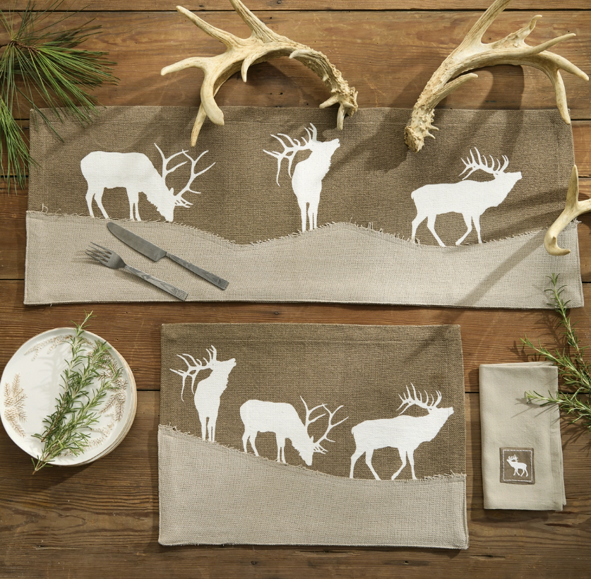 Elk Lodge Applique Runner 54"L