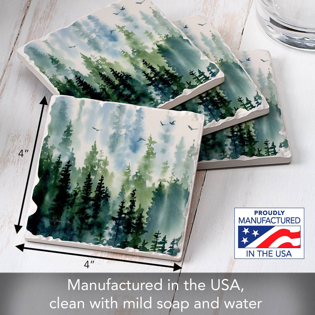 "Treeline" 4 Pack Tumbled Tile Coasters
