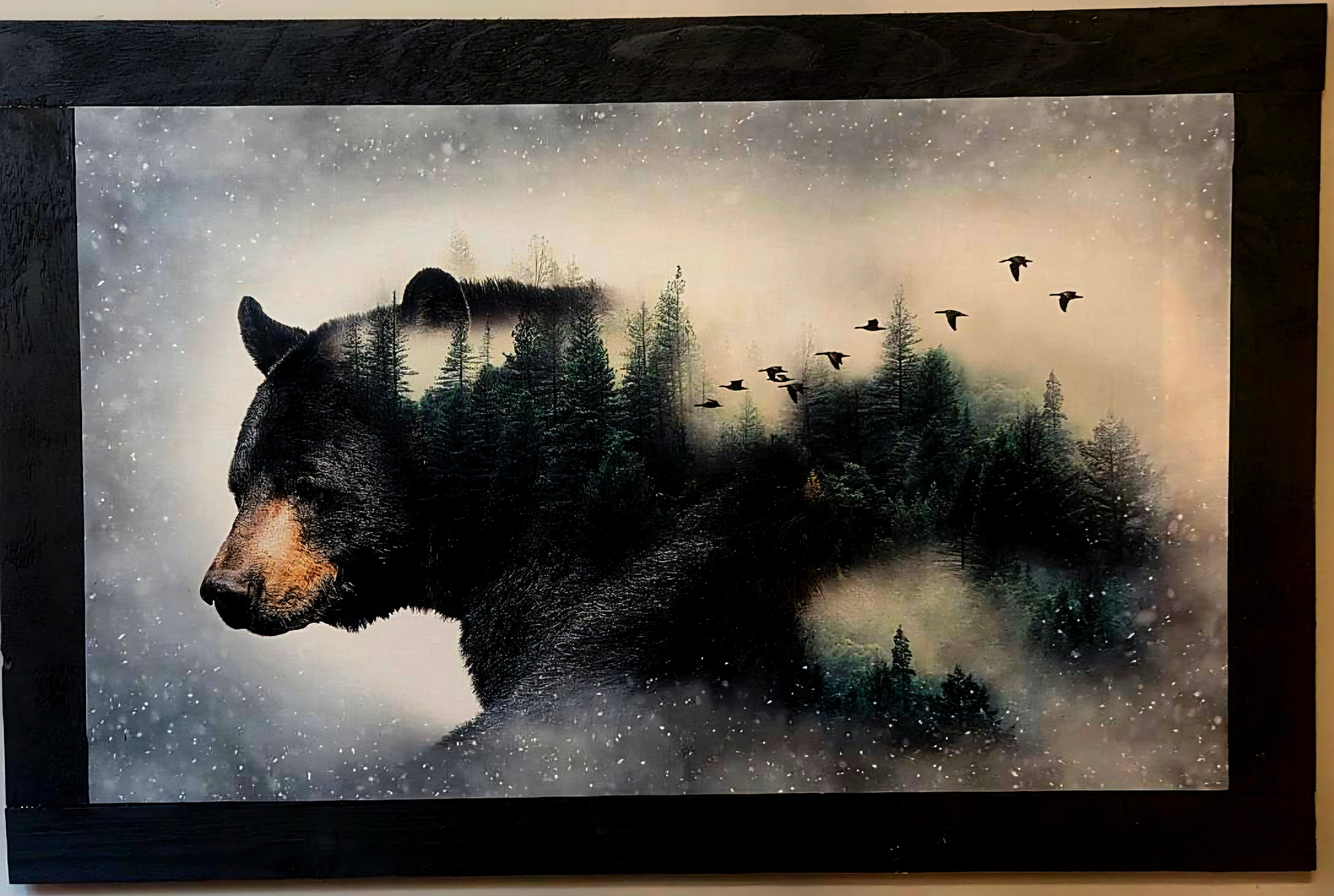 Bear with Forest Art on Fabric