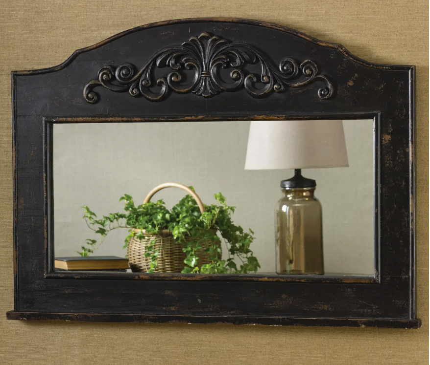 Mantle Top Mirror - Aged Black